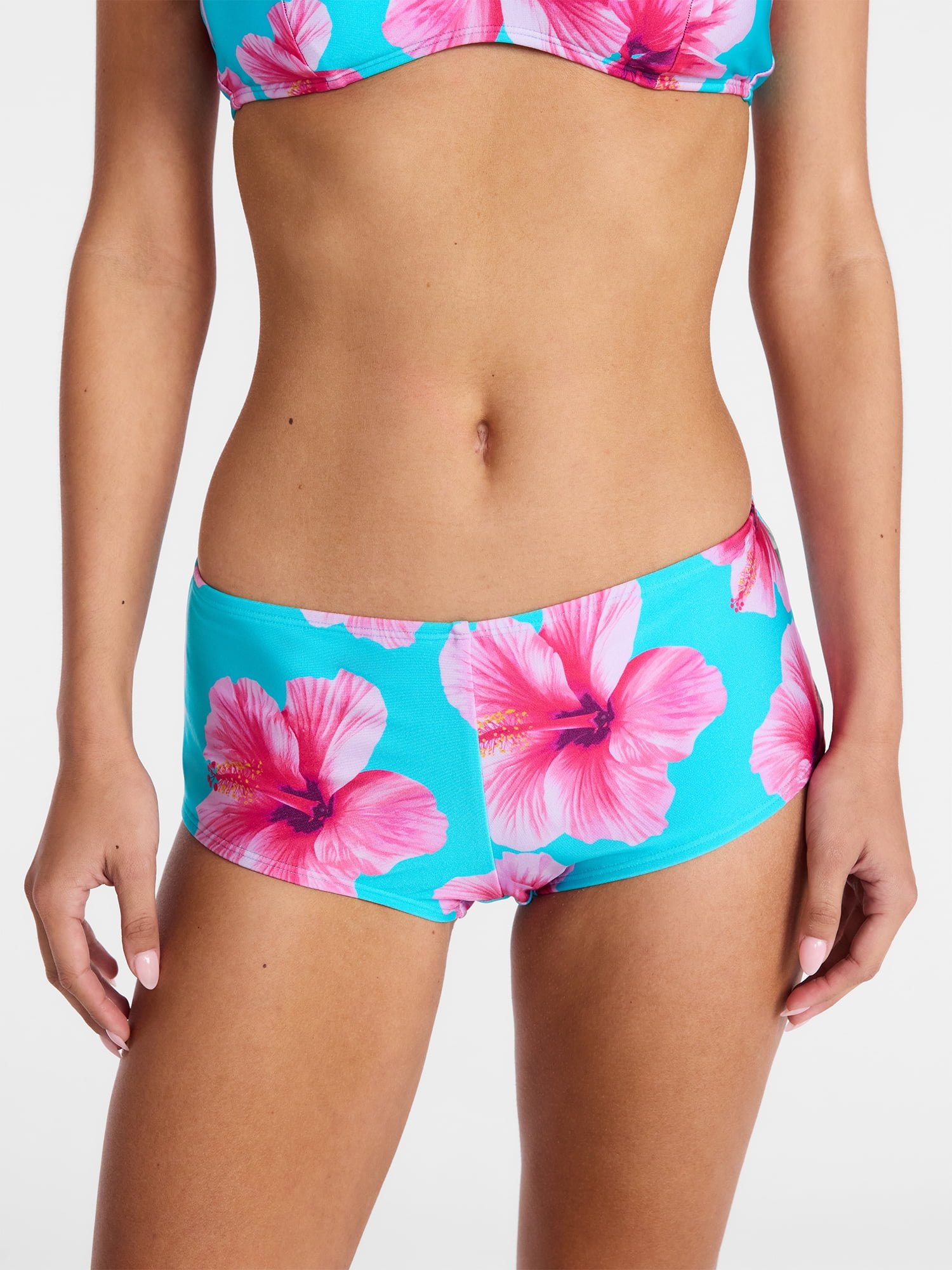 No Boundaries Zebra Print Boyshort Bikini Bottoms, Women's XXS-XXL