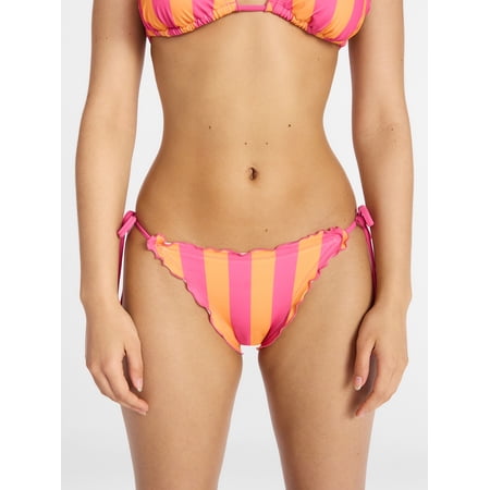 No Boundaries Striped Side Tie Bikini Bottoms, Women's XXS-XXL