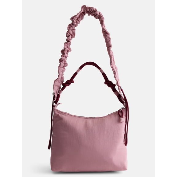 No Boundaries Women’s Medium Nylon Tote with Crossbody Scrunch Strap, Pink