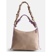 Women’s Medium Nylon Tote with Crossbody Scrunch Strap, Tan