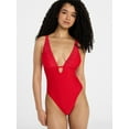 thumbnail image 1 of No Boundaries Plunge One-Piece Swimsuit, Women’s XXS-XXL, 1 of 4