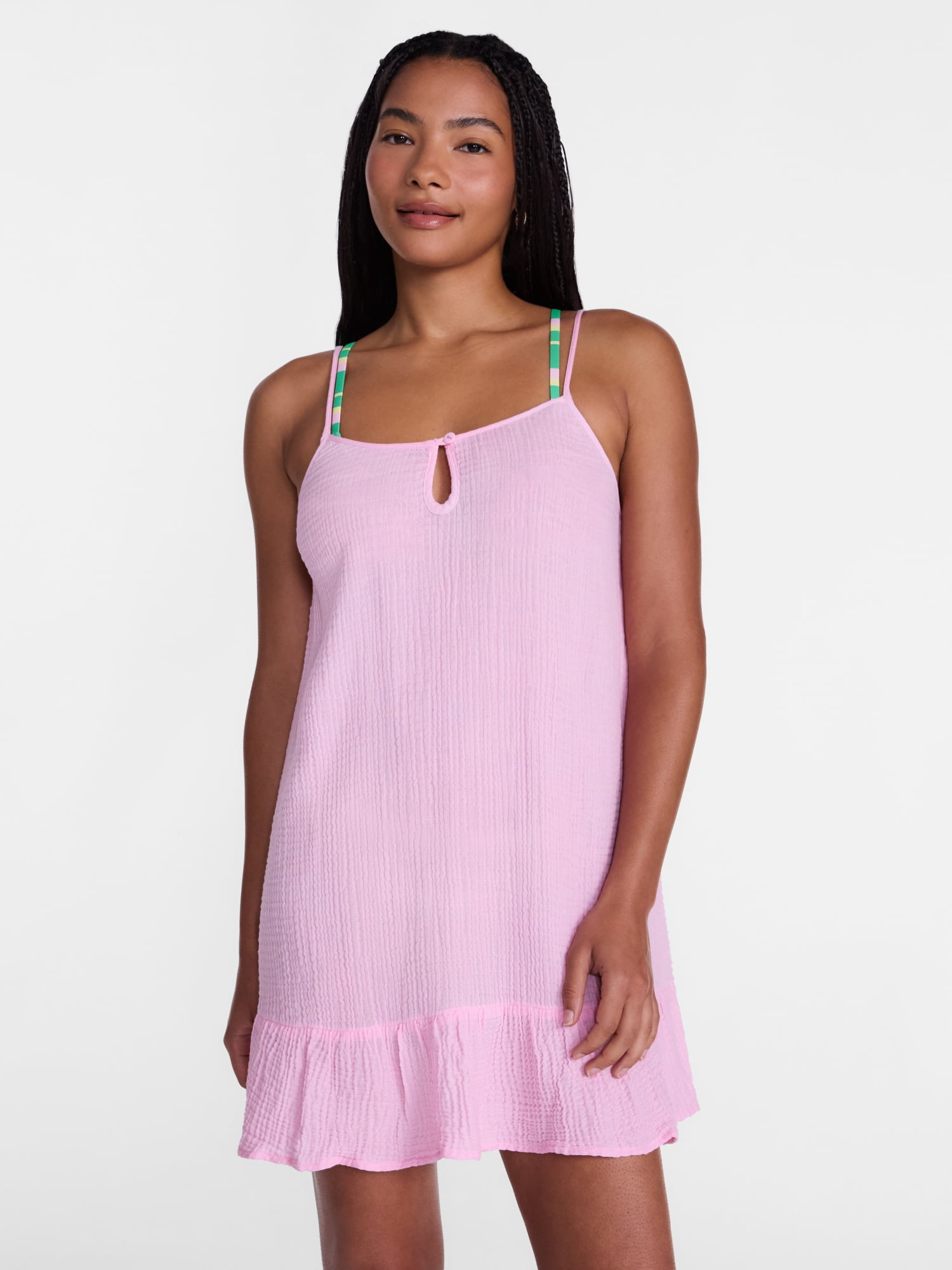 No Boundaries Scoop Neck Cotton Dress Coverup, Women’s XXS-XXL