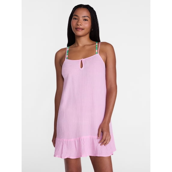 No Boundaries Scoop Neck Cotton Dress Coverup, Women’s XXS-XXL