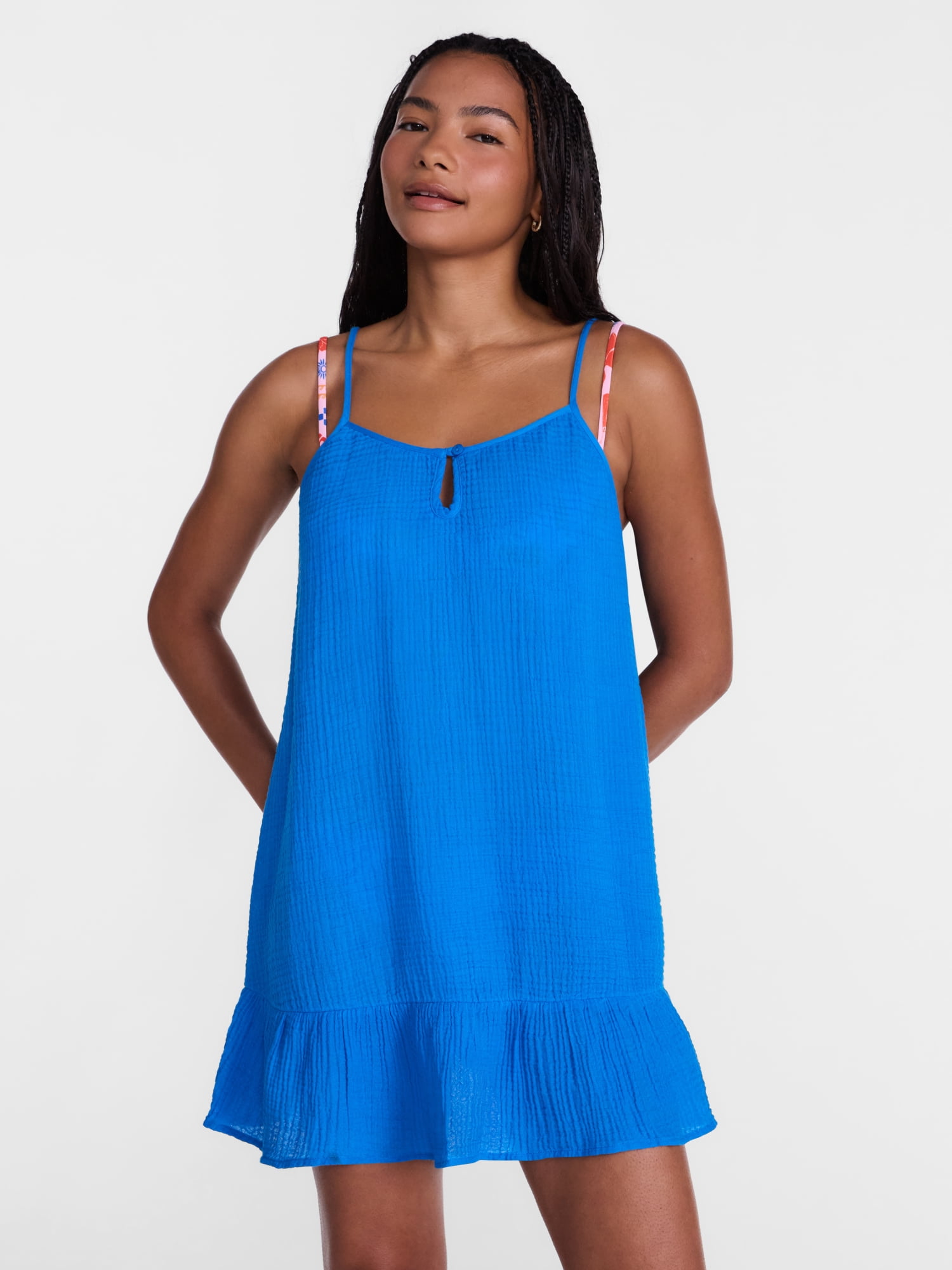 No Boundaries Scoop Neck Cotton Dress Coverup, Women’s XXS-XXL