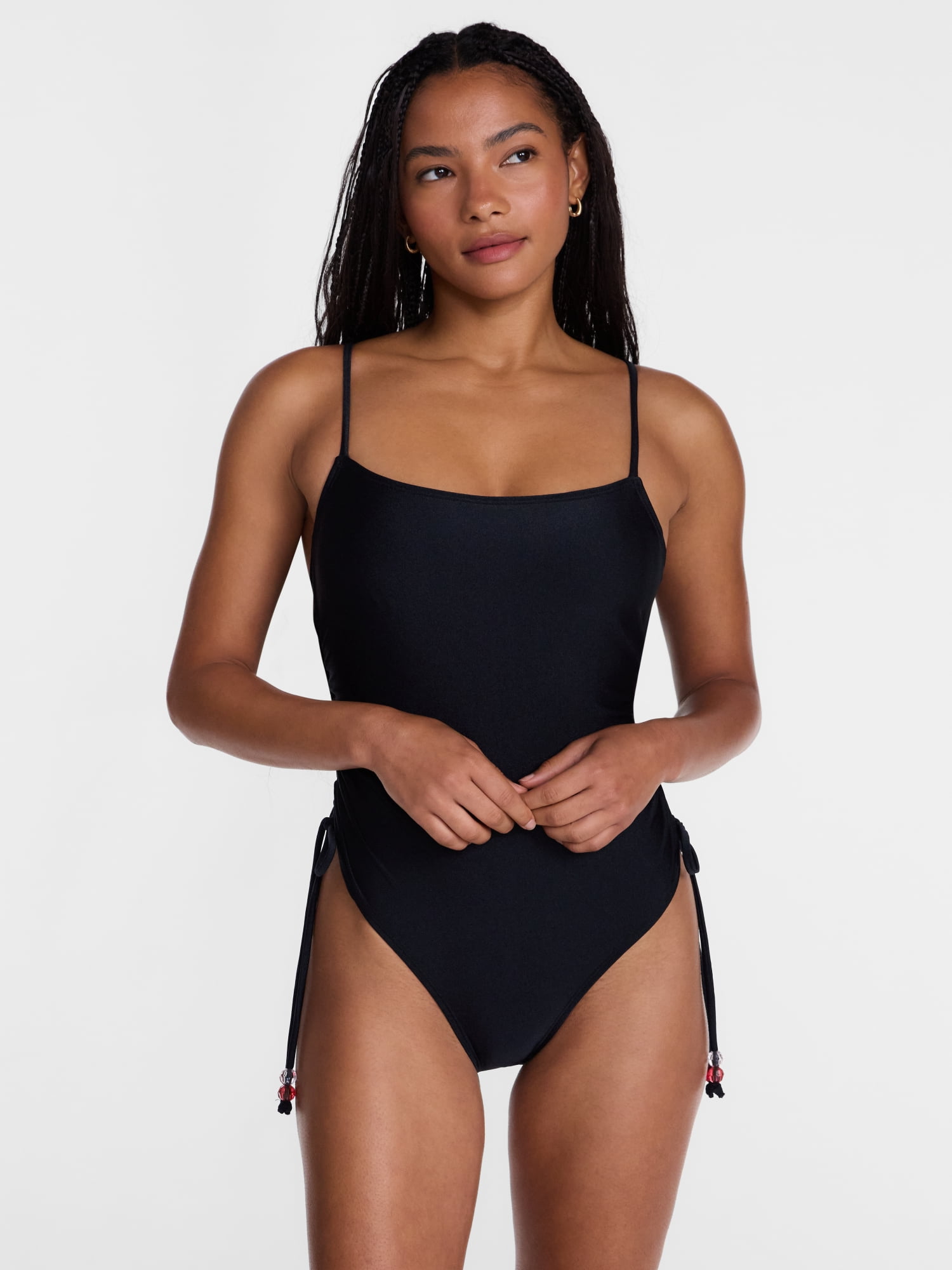 No Boundaries Cinched Cheeky One Piece Swimsuit, Women’s XXS-XXL
