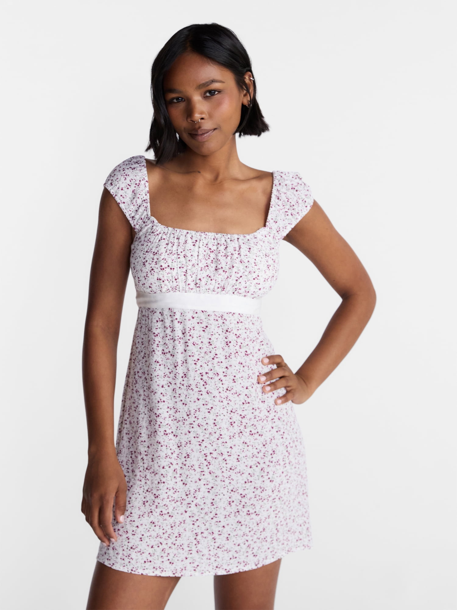 No Boundaries Woven Babydoll Mini Dress, Women’s XXS-XXL