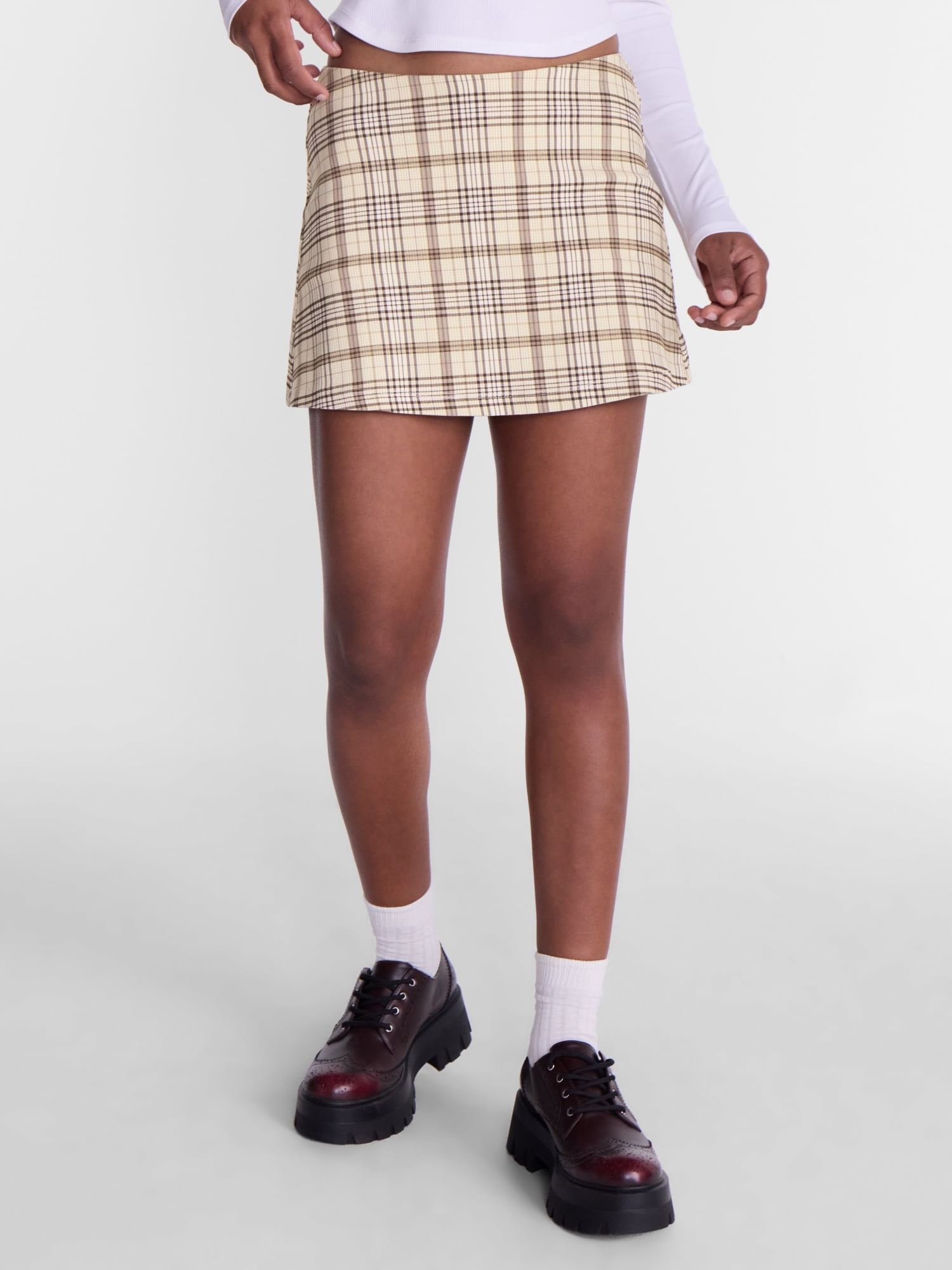 No Boundaries Woven Mini Pull-On Skirt, Women's Sizes XXS-XXL