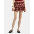 thumbnail image 1 of No Boundaries Woven Cotton Plaid Skort, Women's, 1 of 5