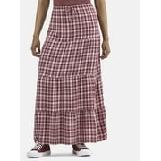Woven Plaid Tiered Maxi Skirt, Women's