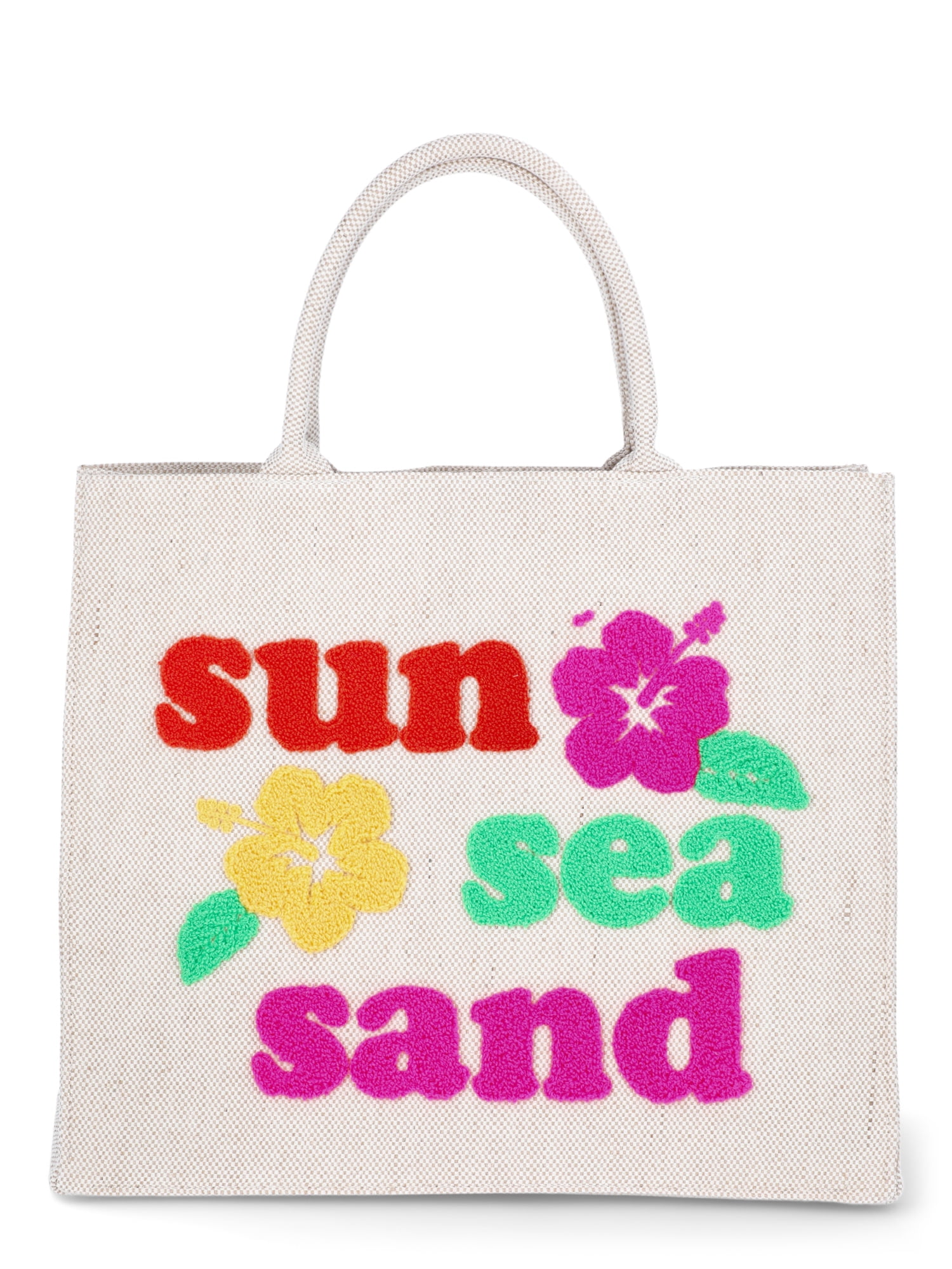 The Coupon deal of  No Boundaries Burlap Tote Bag, Sun, Sea, Surf Natural, Women’s