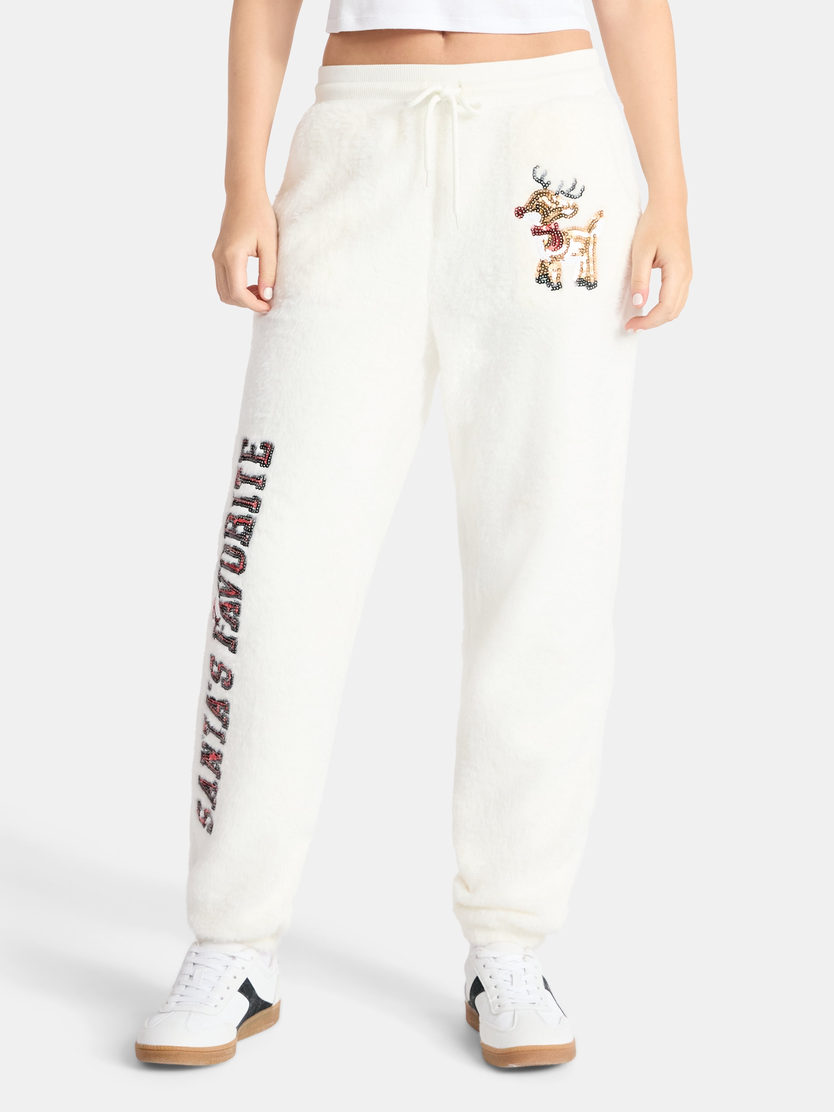 No Boundaries Christmas Plush Pants, 30'' Inseam, Women's, & Women's Plus