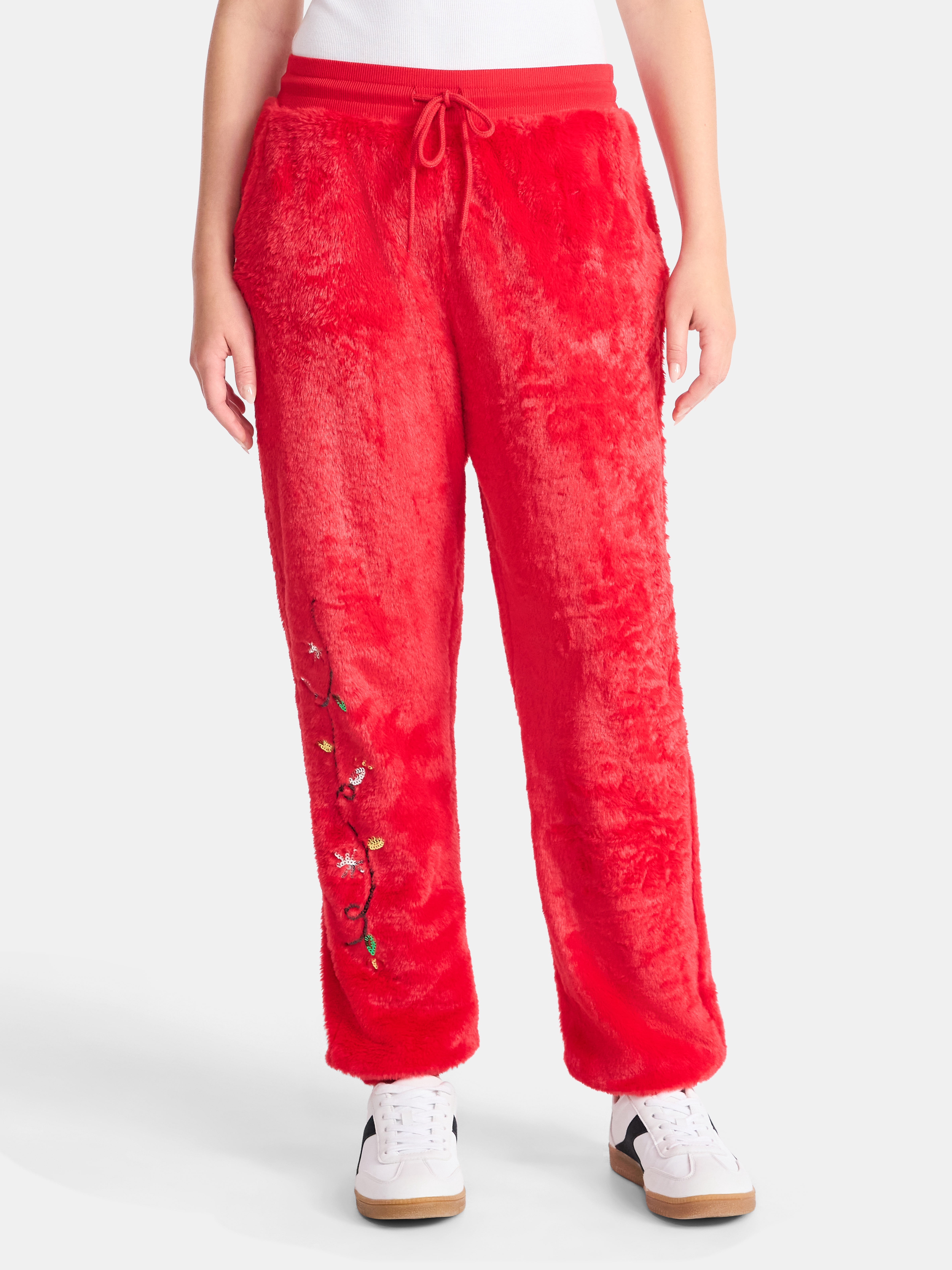 No Boundaries Christmas Plush Pants, 30'' Inseam, Women's, & Women's Plus