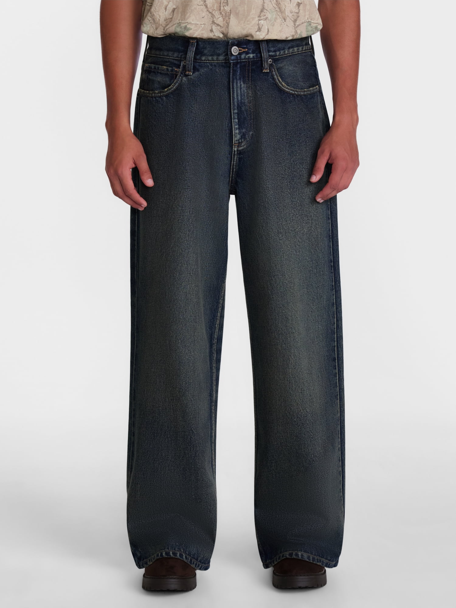 No Boundaries Wide Leg Jeans, 100% Cotton 14 oz Denim, Men's 28x30-42x32