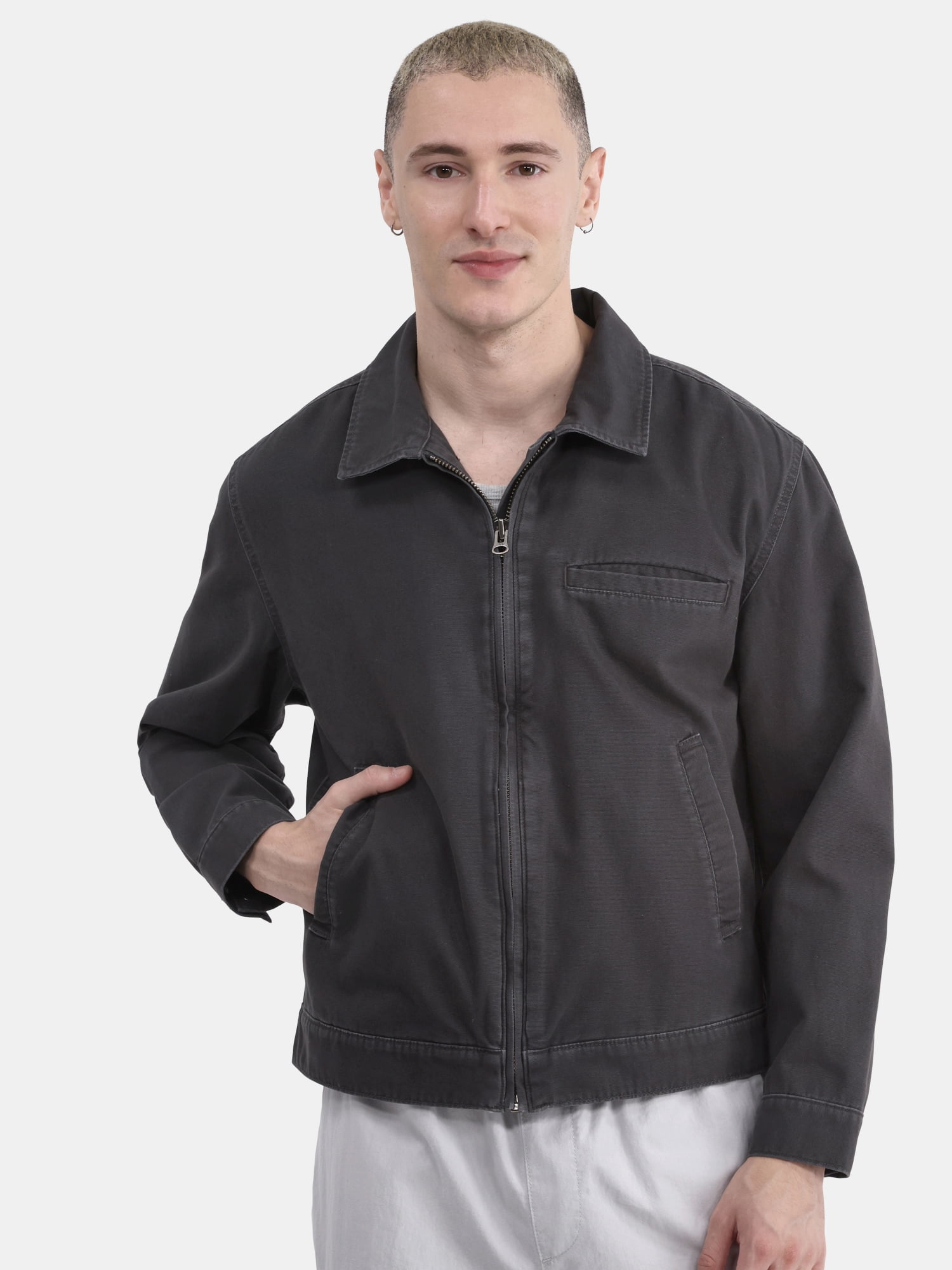 Zip Front Cotton Jacket, Men’s and Big Men’s