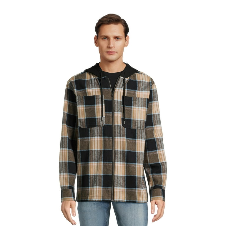 No Boundaries Zip Hooded Flannel Shacket Sizes XS 3XL