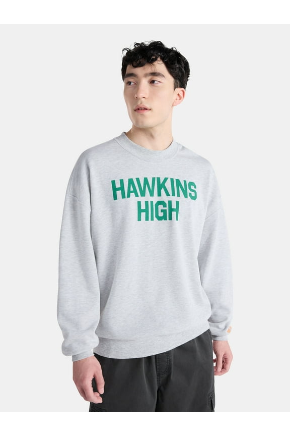 Netflix Stranger Things Hawkins High Graphic Sweatshirt from No Boundaries, Men’s and Big Men’s