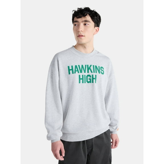 Netflix Stranger Things Hawkins High Graphic Sweatshirt from No Boundaries, Men’s and Big Men’s