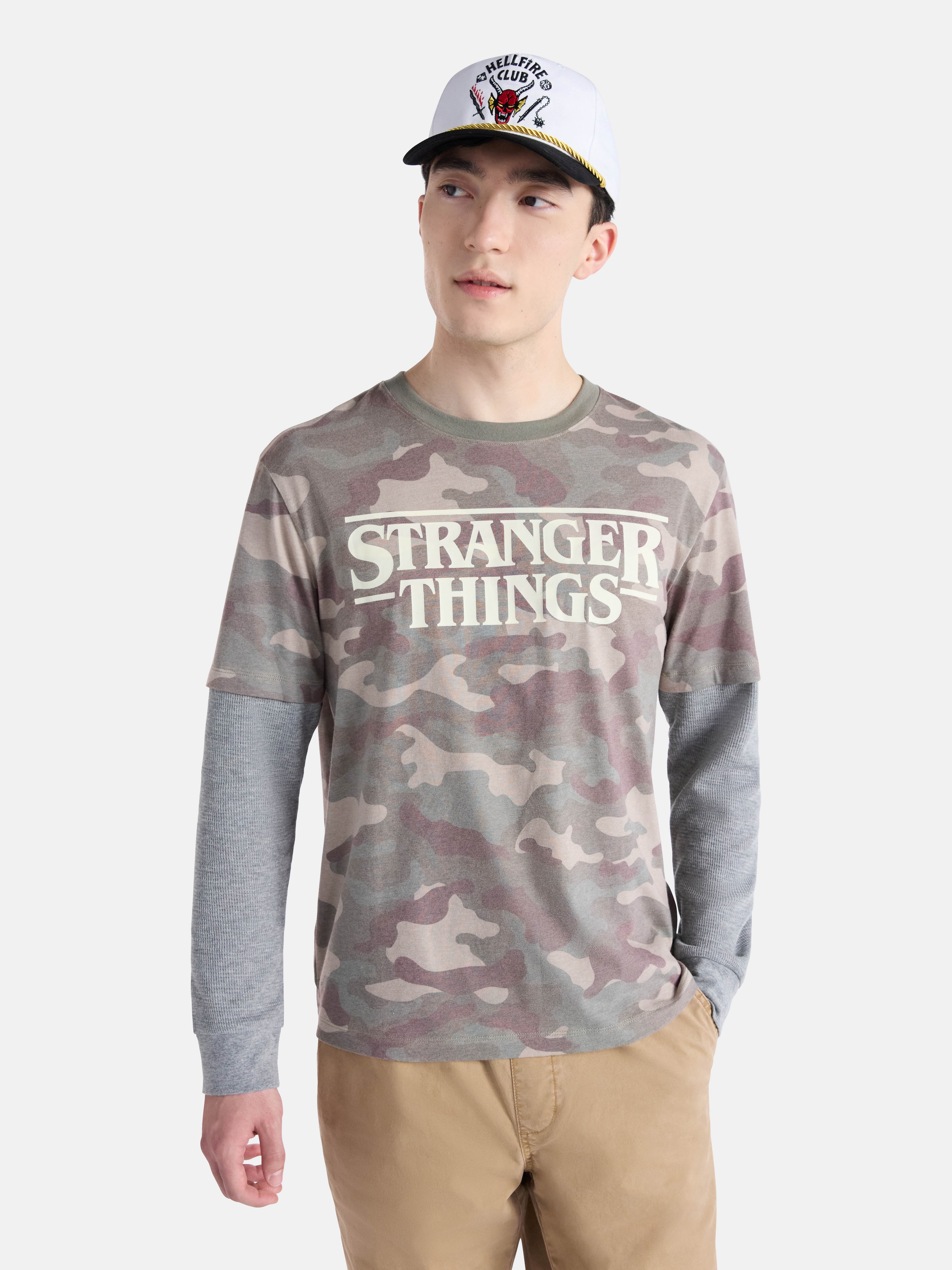 Netflix Stranger Things Graphic T-Shirt with Long Sleeve Thermal Sleeves from No Boundaries, Men’s and Big Men’s