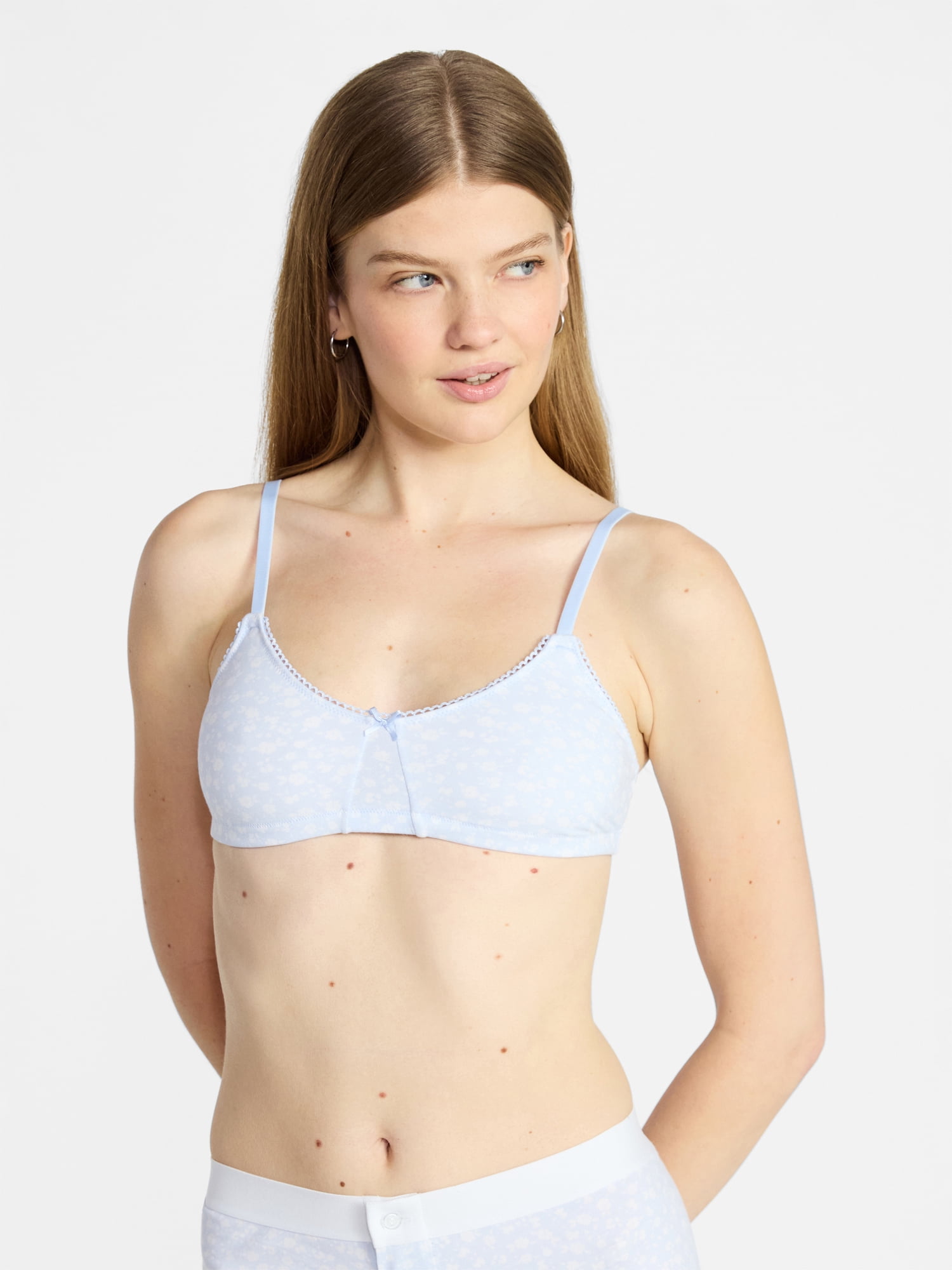 No Boundries Women's Cotton Jersey Triangle Bralette, Sizes XS-XXX