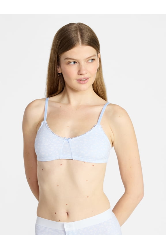 No Boundries Women's Cotton Jersey Triangle Bralette, Sizes XS-XXX