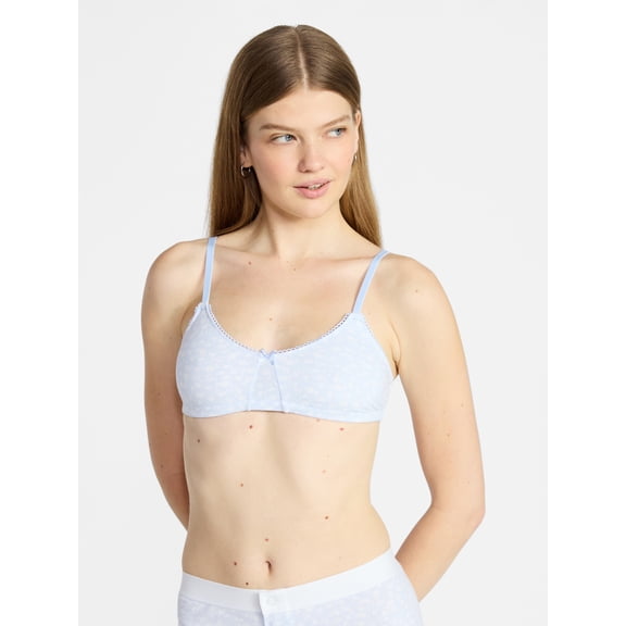 No Boundries Women's Cotton Jersey Triangle Bralette, Sizes XS-XXX