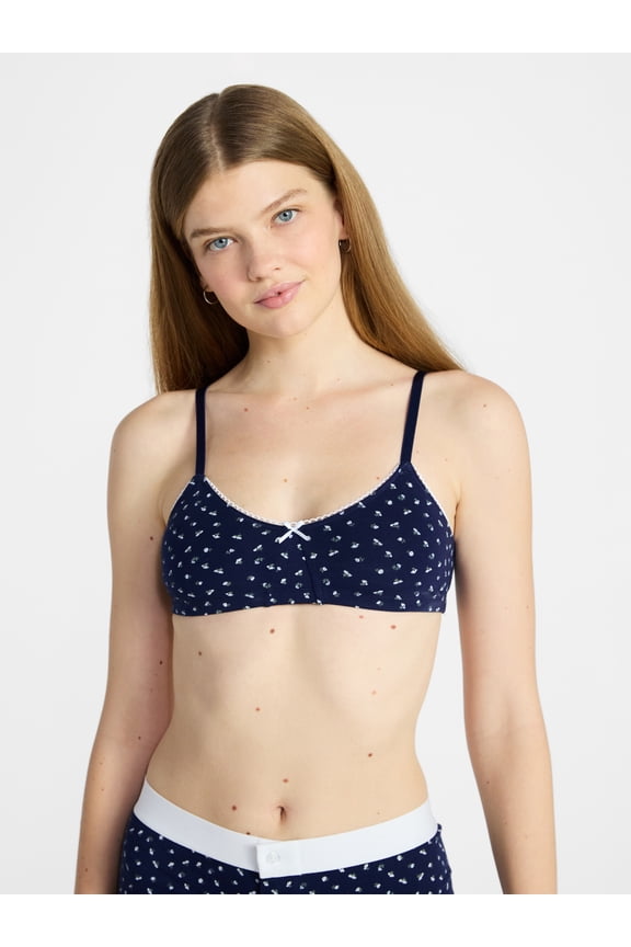 No Boundries Women's Cotton Jersey Triangle Bralette, Sizes XS-XXX