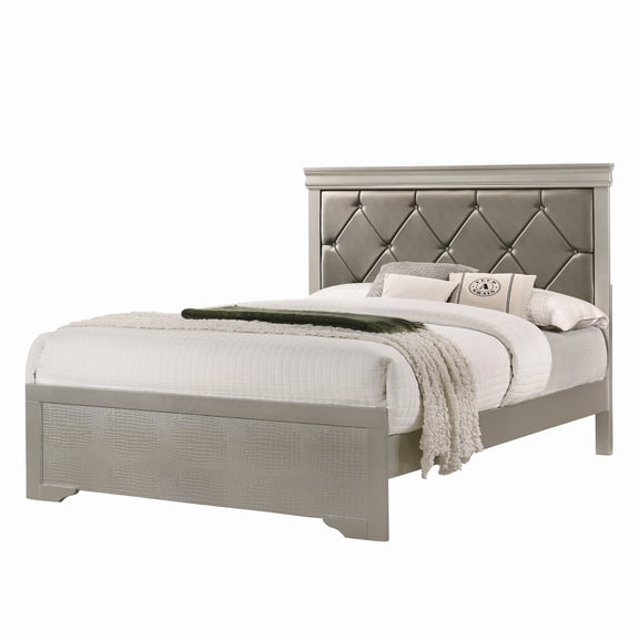 No Box Spring King Upholstered Bed, Beige Button Tufted Headboard, Modern Panel Frame with Solid Wood Slats for Master Bedroom