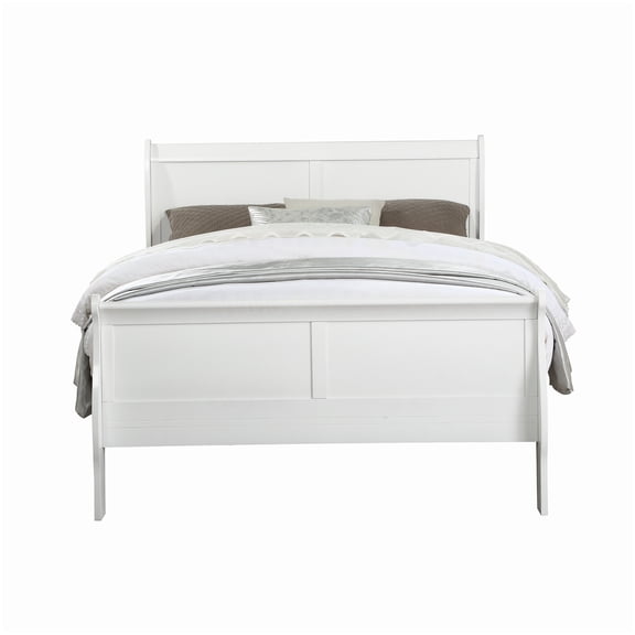 No Box Spring Needed Twin Sleigh Bed, White Low Profile Frame with Wood Slats, Strong Support, Easy to Assemble Classic Design