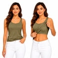 thumbnail image 1 of No Bra Needed Tank Tops for Women Padded Wide Strap Scoop Neck Sleeveless Cami Basic Sports Yoga Vest, 4XL, 1 of 6