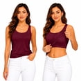 thumbnail image 1 of No Bra Needed Tank Tops for Women Padded Wide Strap Scoop Neck Sleeveless Cami Basic Sports Yoga Vest, 6XL, 1 of 6