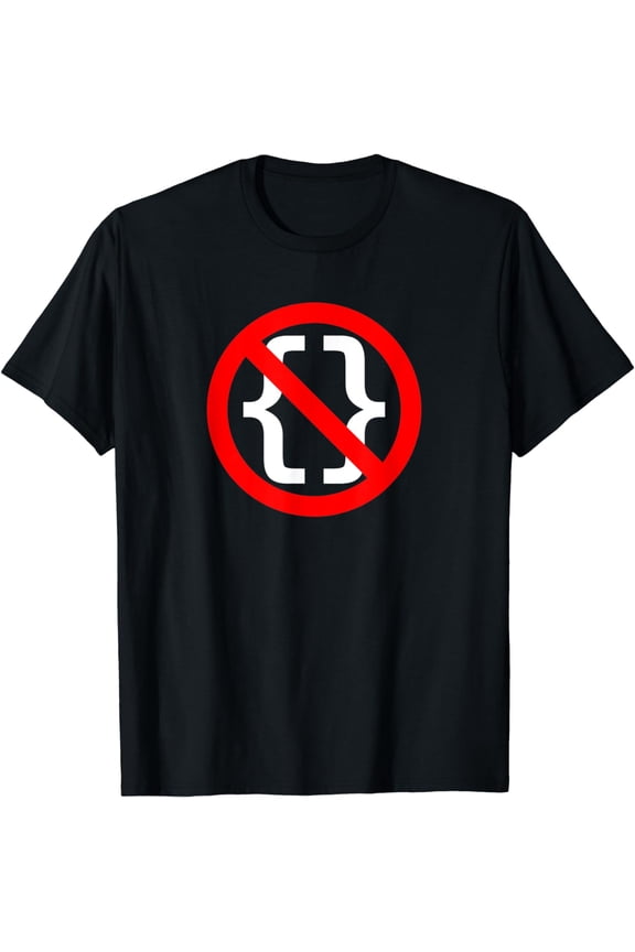 No Braces - Funny Python Coding T-Shirt Red/White Design