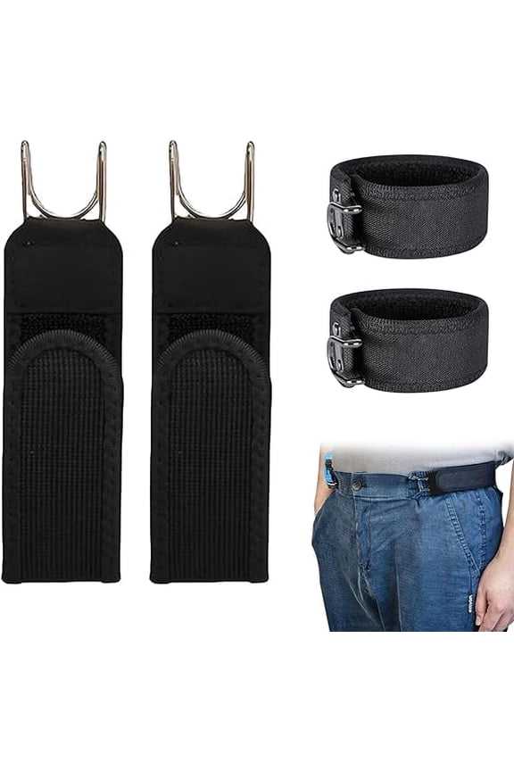 No Buckle Belts For Men, Adjustable Belt Accessory, Buckless Belts for Men Metal Hook Elastic Belt for Work(RL Black 2 PCS)