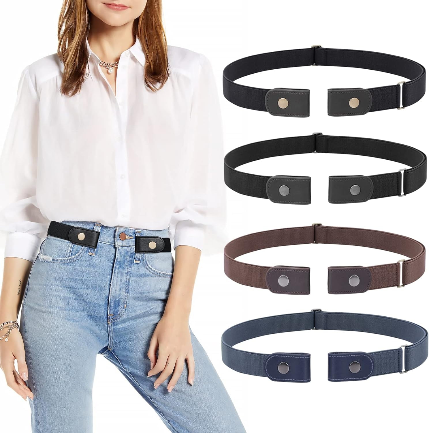 No Buckle Elastic Stretch Belts for Men and Women 