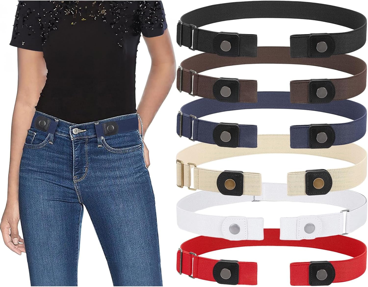 2261 No Buckle Stretch Belt For Women- Bulge, Hassle, Comfortable Buckle-free Elastic Comfortable Women No Bulge Hassle Belt  main image 2