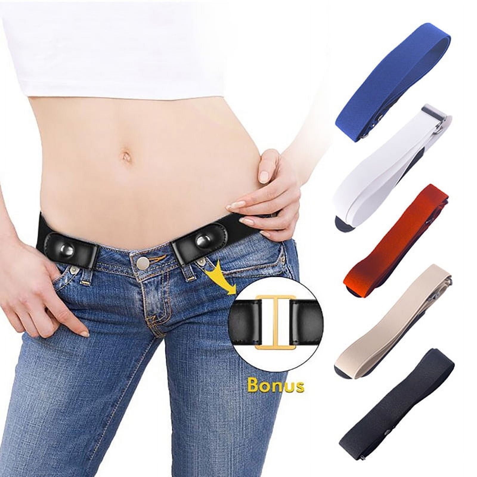 No Buckle Stretch Belt Women and Men, Invisible Adjustable Elastic