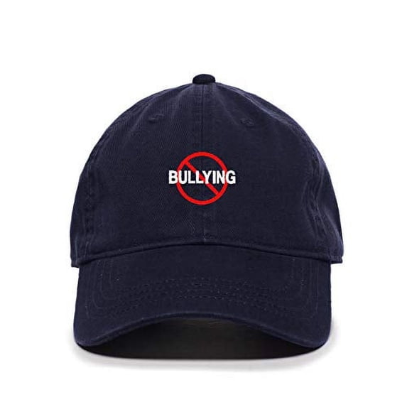 No Bullying Baseball Cap Embroidered Cotton Adjustable Dad Hat Navy
