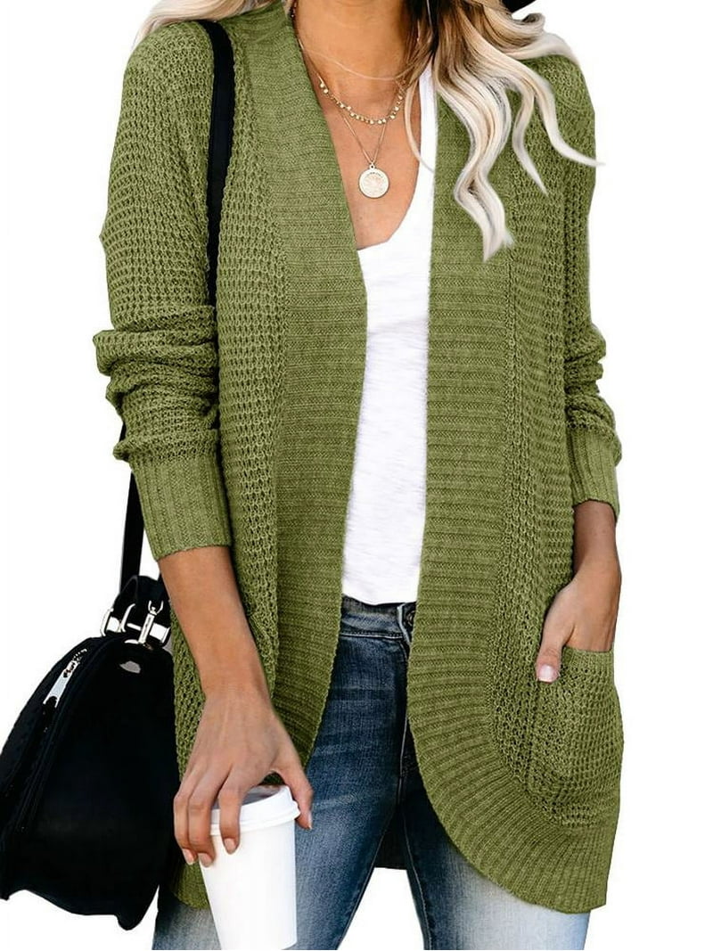 No Buttons Open Front Women Casual Knit Cardigans - Walmart.com