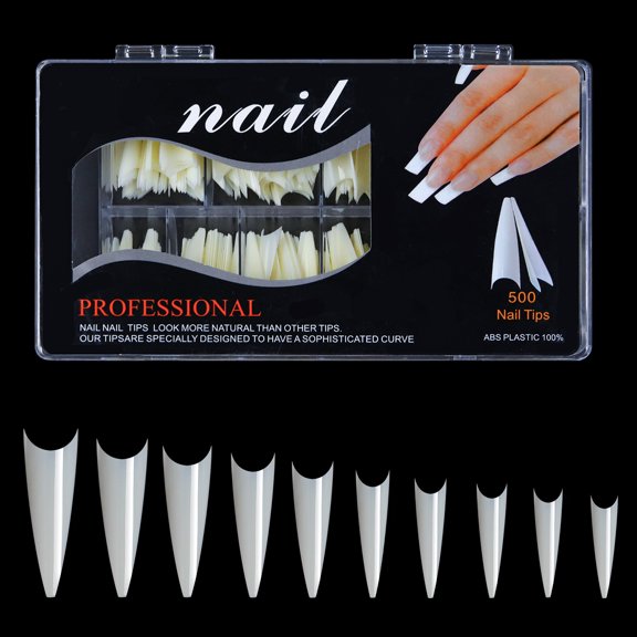 No C Clear Tips for Acrylic Nails Professional Extra Long Tapered Square Straight Tips Acrylic