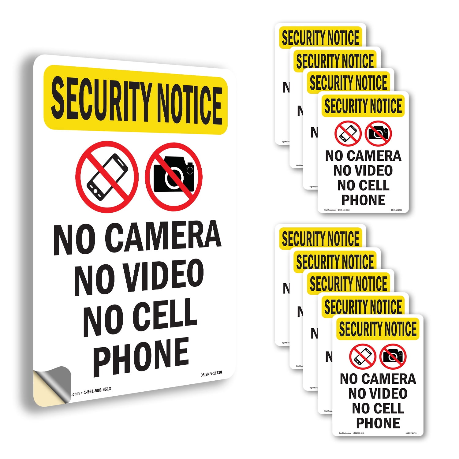 No Camera No Video With Symbol OSHA Security Notice Vinyl Decal Label ...