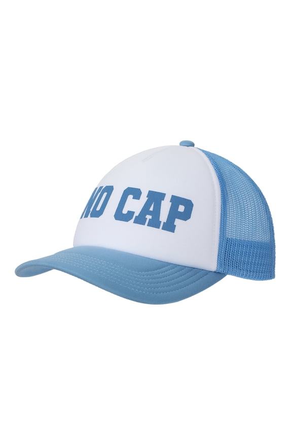No Cap Blue & White Foam Trucker Hat