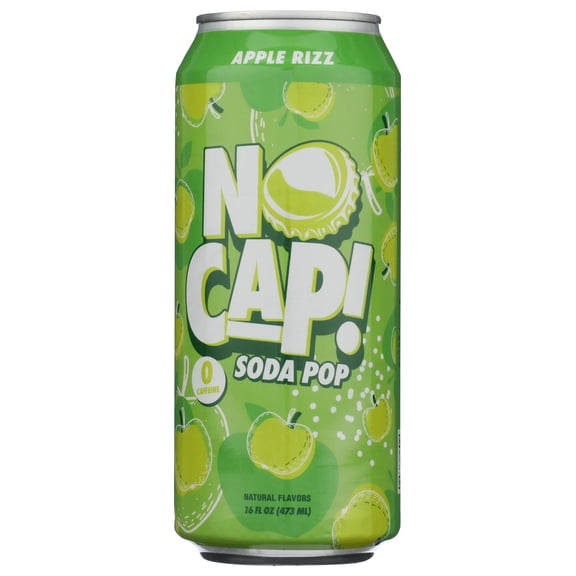 No Cap Soda Pop - Soda Postbiotic Apple Rizz - 16 Fo, Case of 12