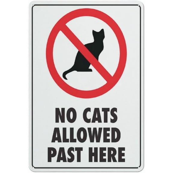 No Cats Allowed Past Here Sign Safe Sign, Signs Outdoor, 8"x12", Sign For Home, Business, Driveway Alert
