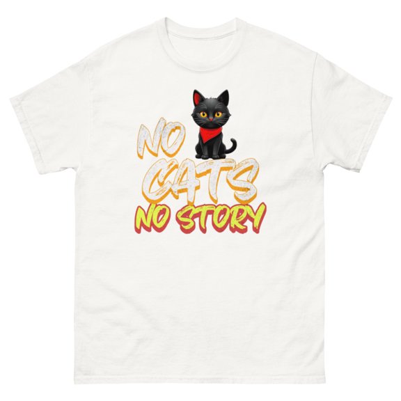 No Cats No Story Unisex classic tee Cats Lovers (White, S)