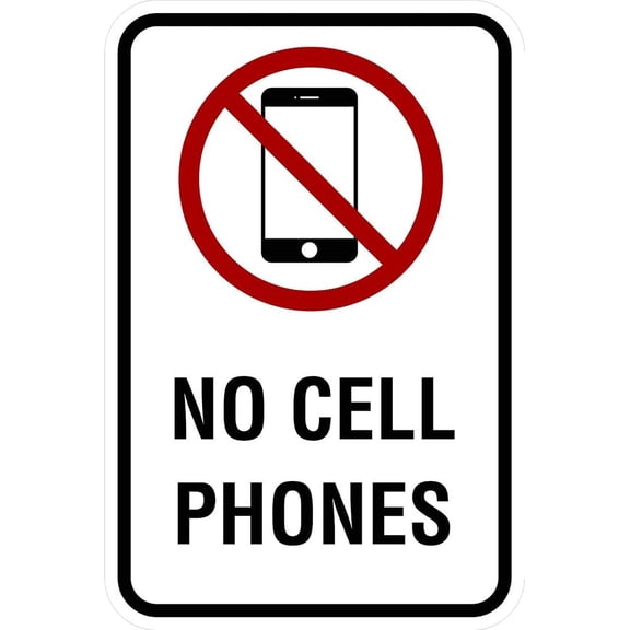 No Cell Phone Use - 12 x 18 Safety/Security Sign. 3M High Intensity Prismatic Reflective Sheeting. A Real Sign. 10 Year 3M Warranty