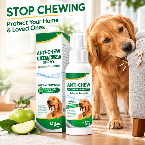 No Chew Spray for Dogs, Dog Deterrent Spray, Herbal Bitter Apple Spray for Dogs to Stop Chewing Furniture and Shoes, 1.7 Fl Oz