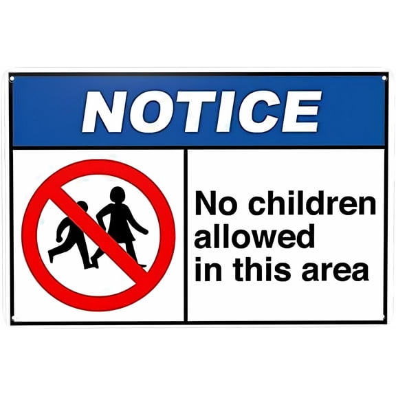 No Children Allowed in This Area Caution Safety Metal Sign - 8"x12" Sign, Construction Zone, Hazard Area, Child Restriction