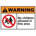 thumbnail image 1 of No Children Allowed in This Area Warning Sign - 8"x12" New Aluminum Metal Plaque, Indoor Outdoor Use, 1 of 6
