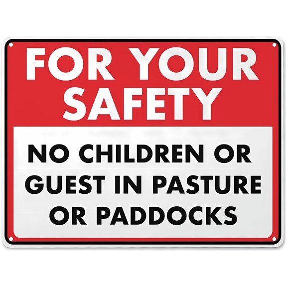No Children Or Guests In Pasture Sign, 8"x12" Rust-Free Aluminum Sign, Pre-Drilled Holes Weather-Resistant Sign