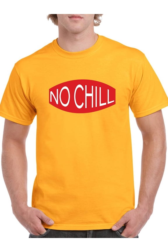 No Chill Red Logo Men Gold T-Shirt, Male Medium
