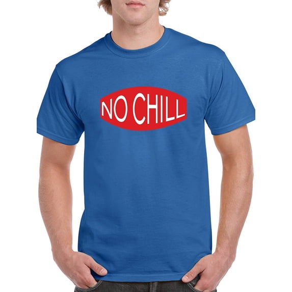 No Chill Red Logo Men Royal Blue T-Shirt, Male Large